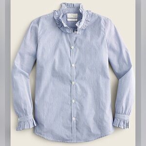 J. Crew Women’s classic-fit Ruffleneck Shirt in stripe